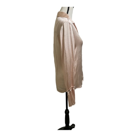 Paige womens abriana button down collar pleated bottom cuffs cream tan XS - Picture 5 of 12